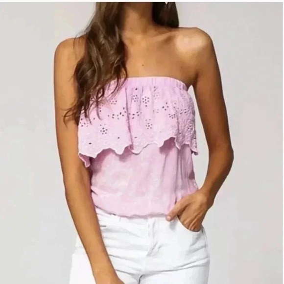 Young Fabulous & Broke Caicos Strapless Top Eyelet Iris NEW - Picture 2 of 4